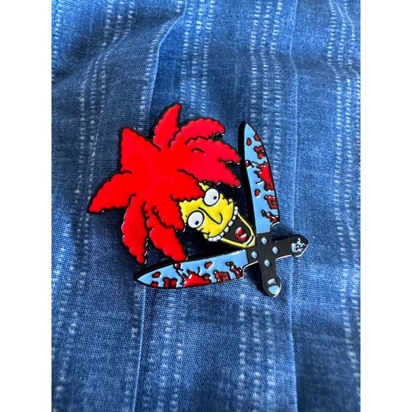 SIMPSONS Sideshow Bob Enamel Lapel Pin NEW - Picture 3 of 3